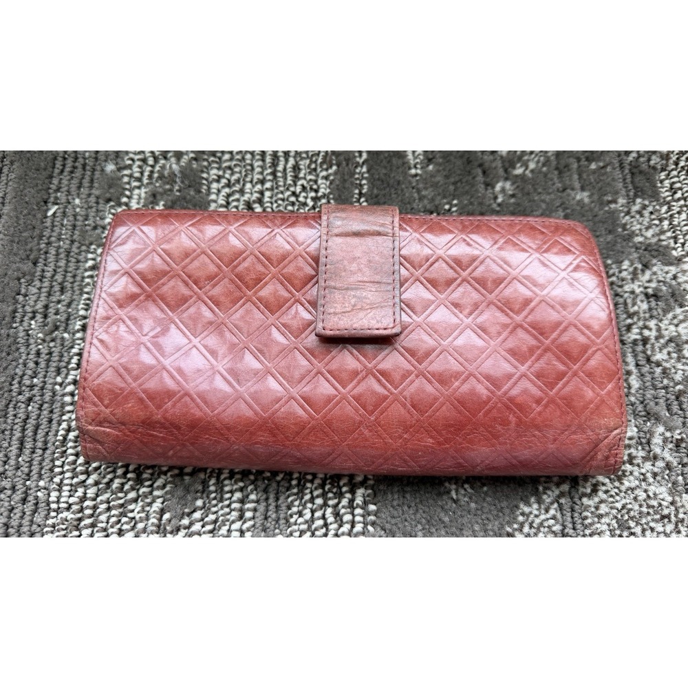 Hobo Wallet Basket Textured Credit Card Folding Solid for Women Reddish Brown